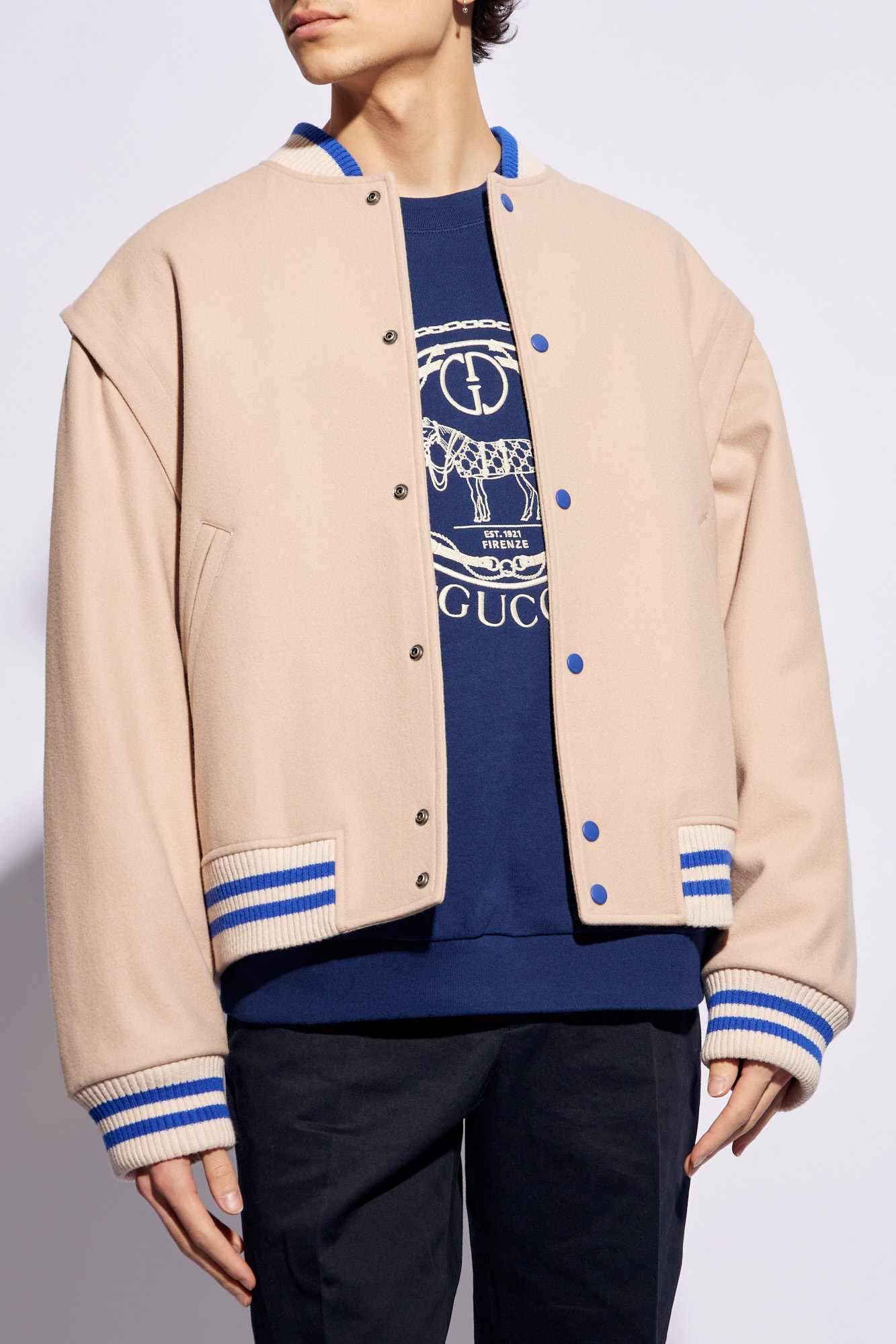 Gucci Wool Bomber Jacket With Bee Appliqué | Grailed